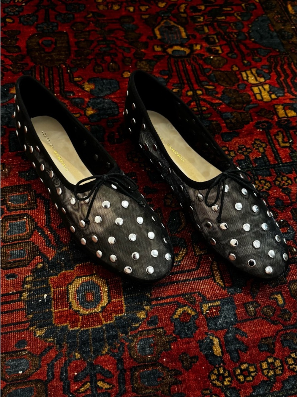 Loeffler Randall 🖤 Black/Silver Mesh Studded Ballet Flat - Picture 4 of 5